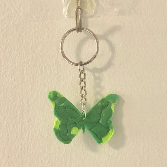 Green Recycled Butterfly Keychain - Picture 2 of 3